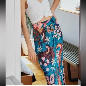 Farm Rio anthropology Knit maxi skirt XS - teal blue textured